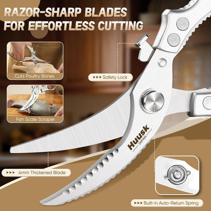 Huusk Poultry Shears Heavy Duty – All Purpose Japanese Kitchen Scissors