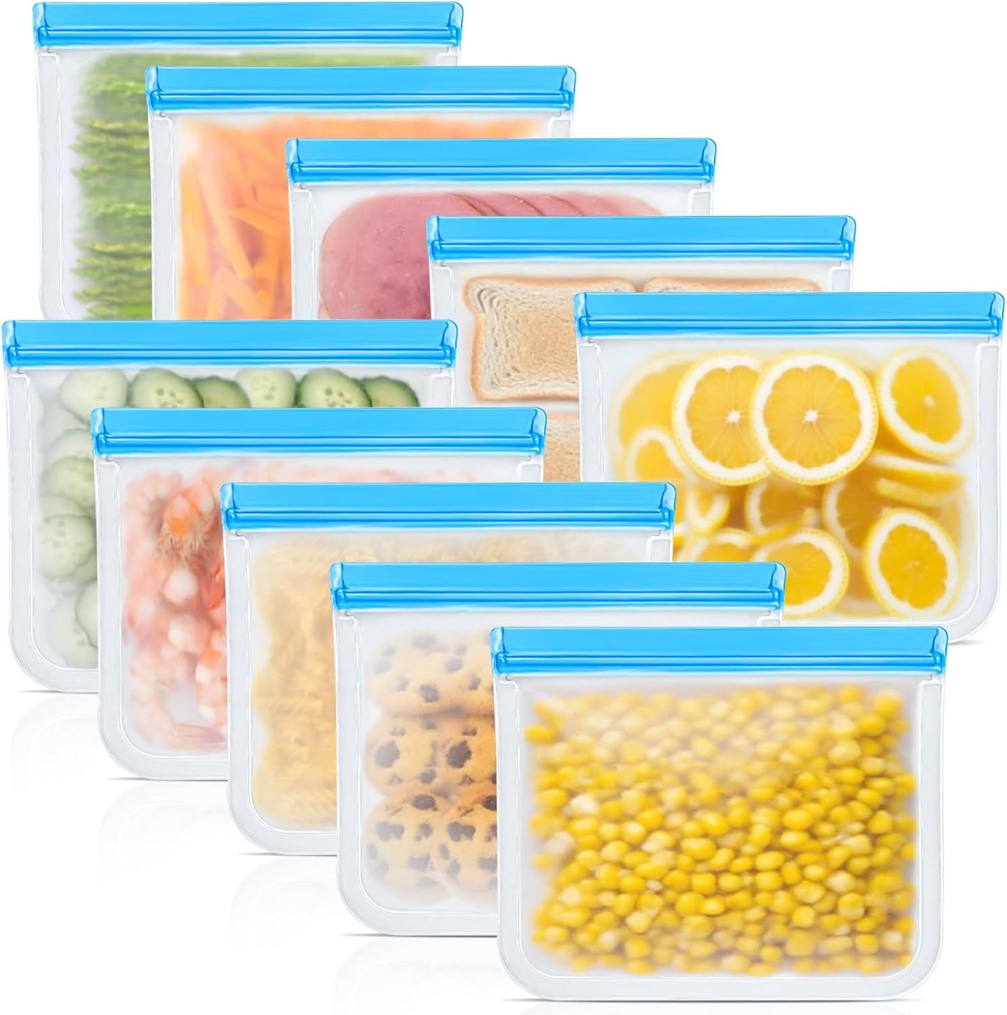 30 Pack Reusable Silicone Food Storage Bags, 4 Size Leak proof Dishwasher Safe Reusable Freezer Bag for Food Storage Containers Lunch Bags for Sandwich, Marinate Meat, Fruit