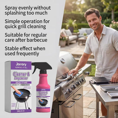 Fast-Acting Heavy-Duty Grill Degreaser Spray, BBQ Grease Cleaner for Outdoor Grills, Smokers, Grates, Removes Stubborn Carbon & Grease (3pcs)