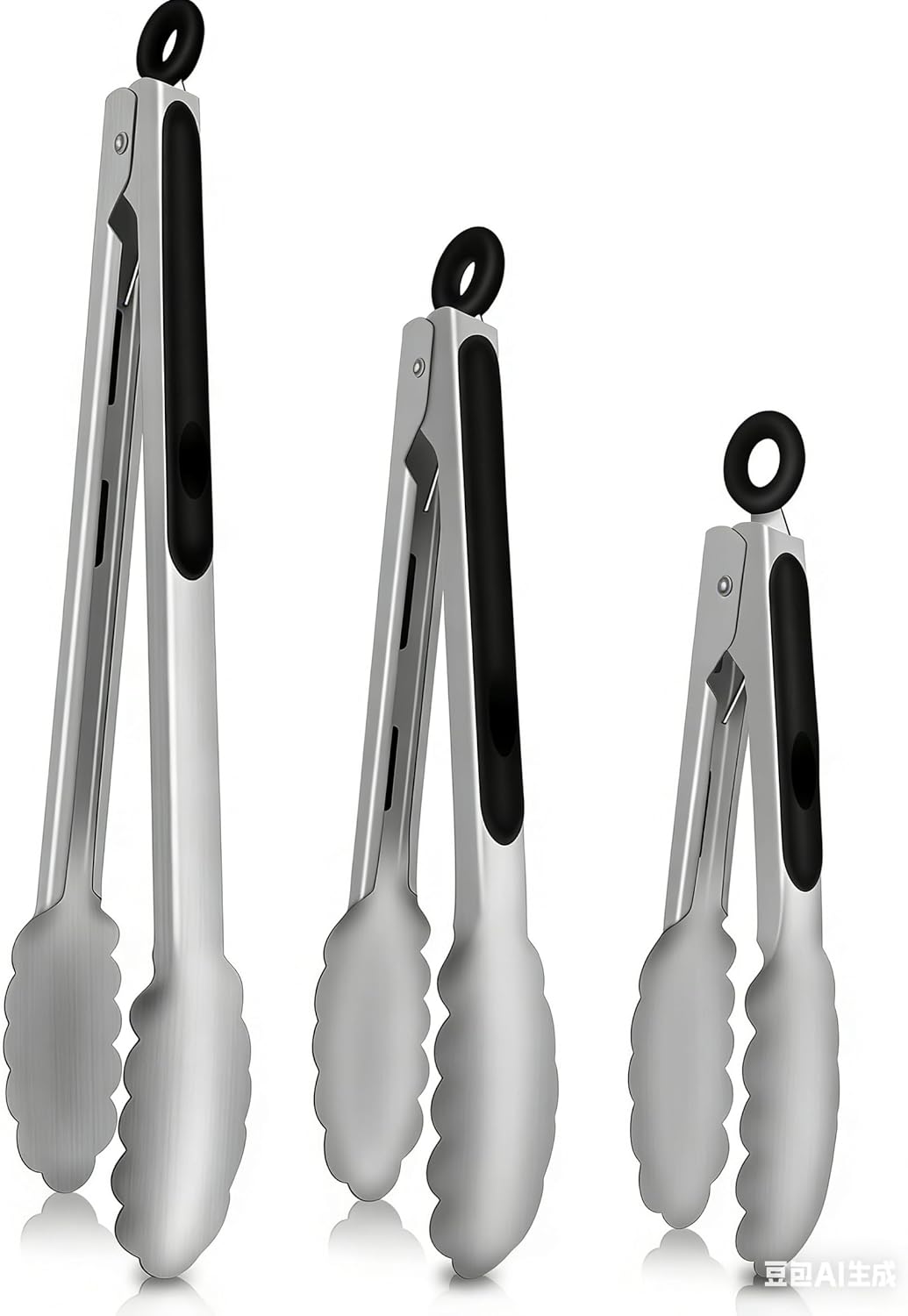 Tongs For Cooking - Heat Resistant 600 Degrees Stainless Steel Kitchen Tong,Heavy Duty Metal Locking Tongs - Perfect for Food,Salad and BBQ set of 3 (7",9" and 12") Dishwasher (Red)