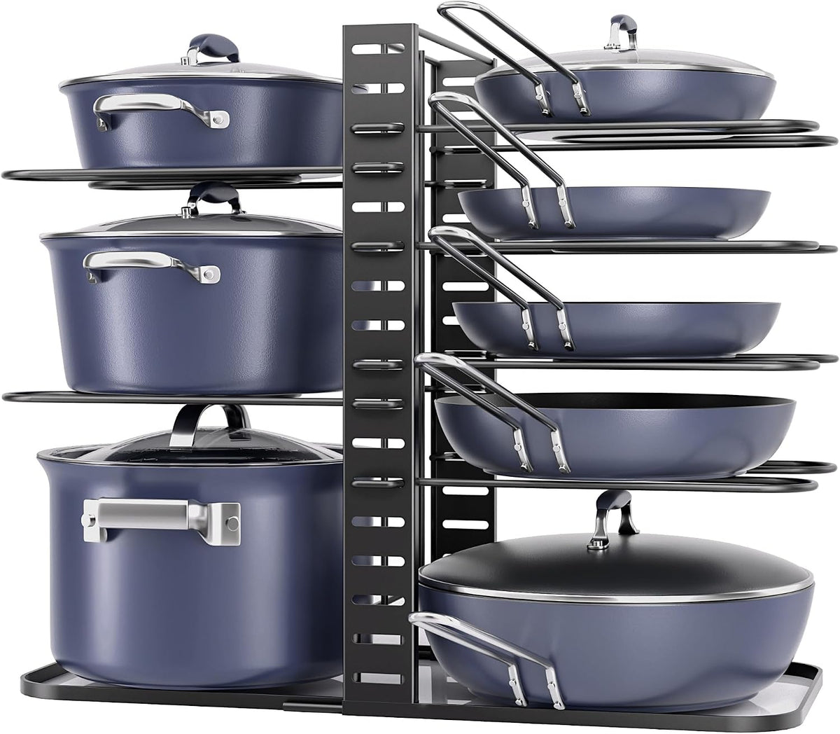 ORDORA Pots and Pans Organizer Under Cabinet 16.6", 8-Tier Adjustable Rack