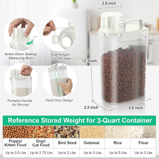TBMax Rice Container 10 Lbs, Cereal Container Oatmeal Storage, Airtight Food Dispenser with Easy-pouring Spout & Handy Cup for Flour Grain Beans, Pet Dog Cat Bird Food Storage Container