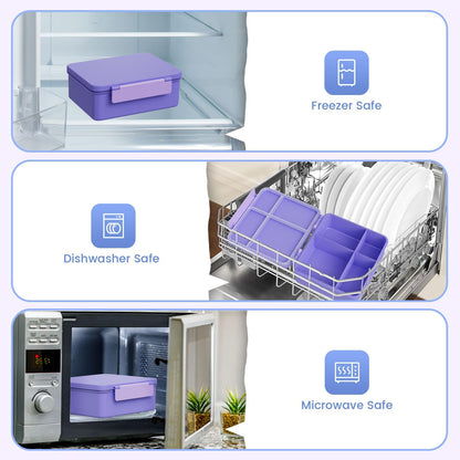 Kids Bento Lunch Box with Thermos, Leakproof Toddler Bento Box with 9 OZ Insulated Food Jar, Lunch Bag & Utensils 3 or 4 Compartment Container for School Girls Boys