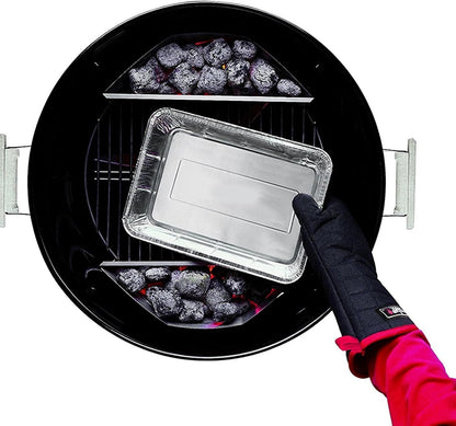 Disposable Cookware 125Pcs Grill Catch Tray Aluminum Foil Pan with Lid Barbecue for BBQ for Cooking Baking(450ml)