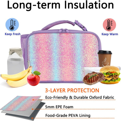 GYEUKHAM Insulated Lunch Box for School, Thermal Reusable Durable Freezable Lunch Bags for Kids Boys Girls Men Women - Small Soft Cooler Portable Lunch Tote Kit for Work Picnic Travel,Black