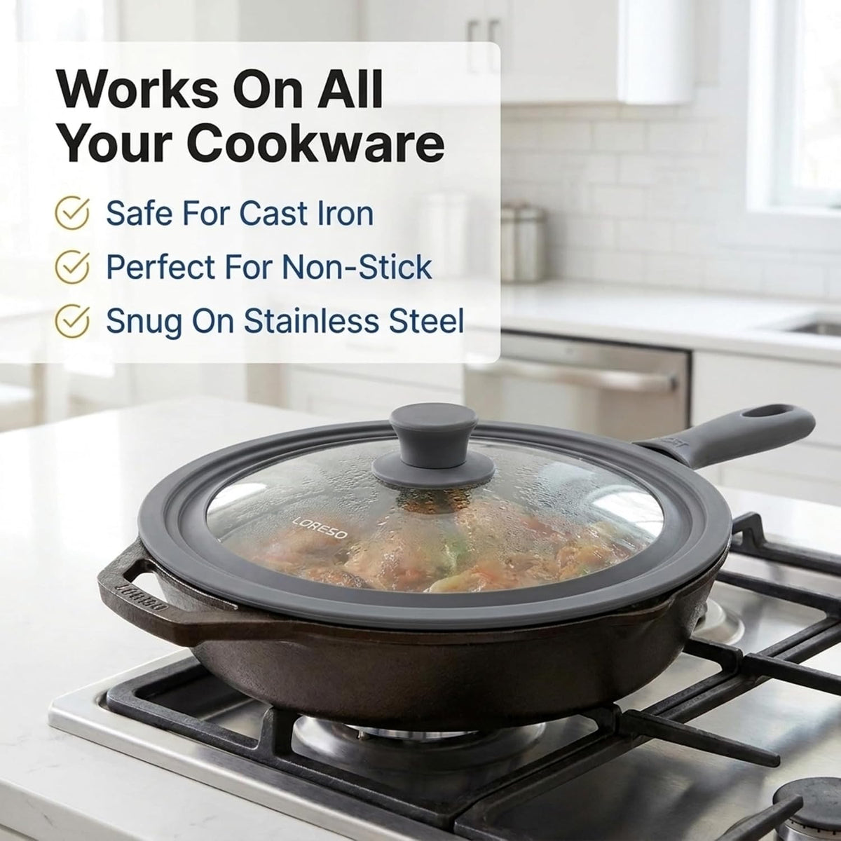 Universal Lid for Pots, Pans & Skillets, 7.5-11.5" Cookware