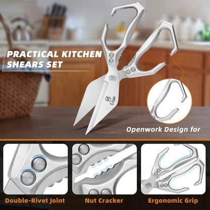 Kitchen Scissors All Purpose - Heavy Duty Poultry Shears, Ultra Sharp Japanese Steel Cooking Scissors for Food, Dishwasher Safe