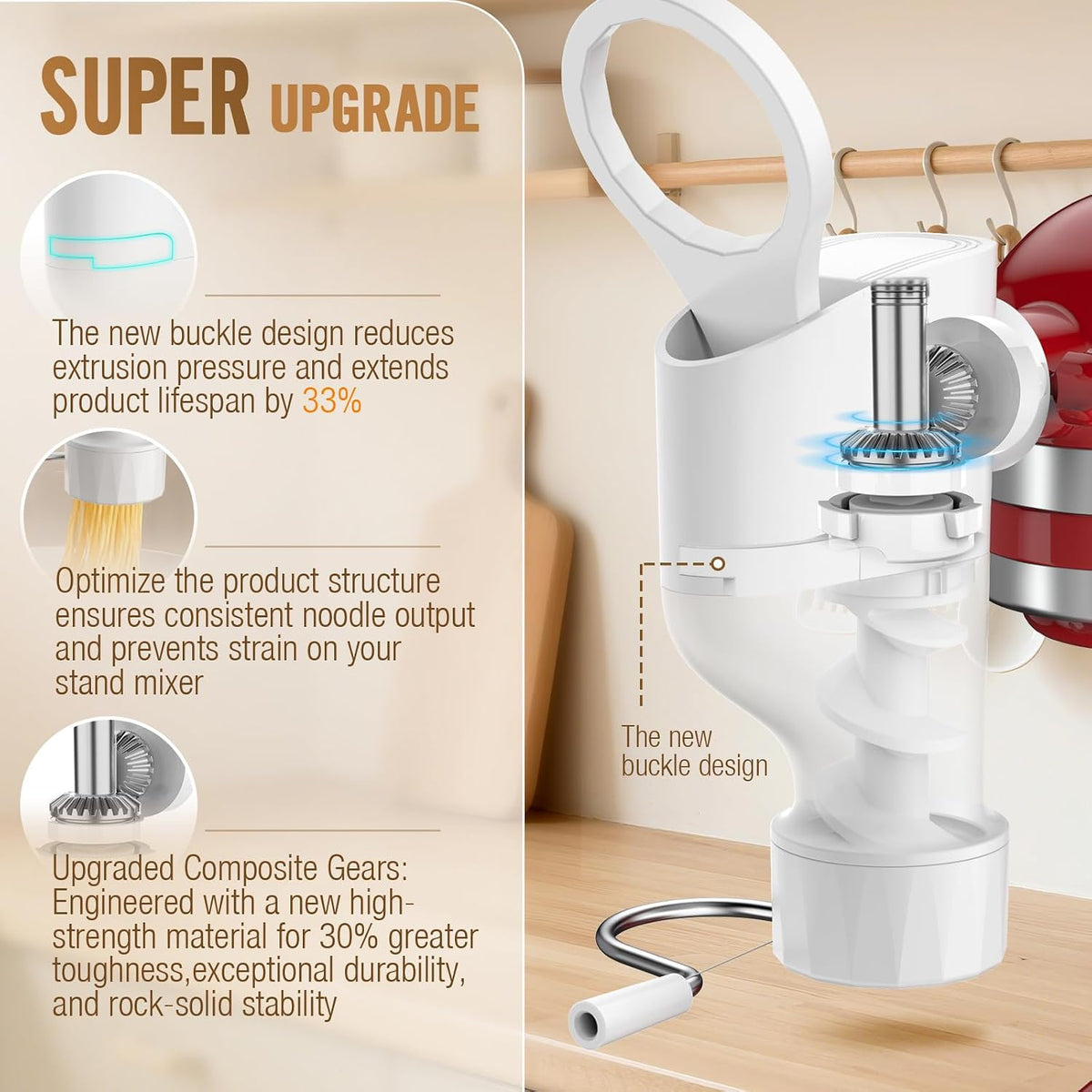 Pasta Press Attachment for KitchenAid Stand Mixer, 7 Pasta Plates