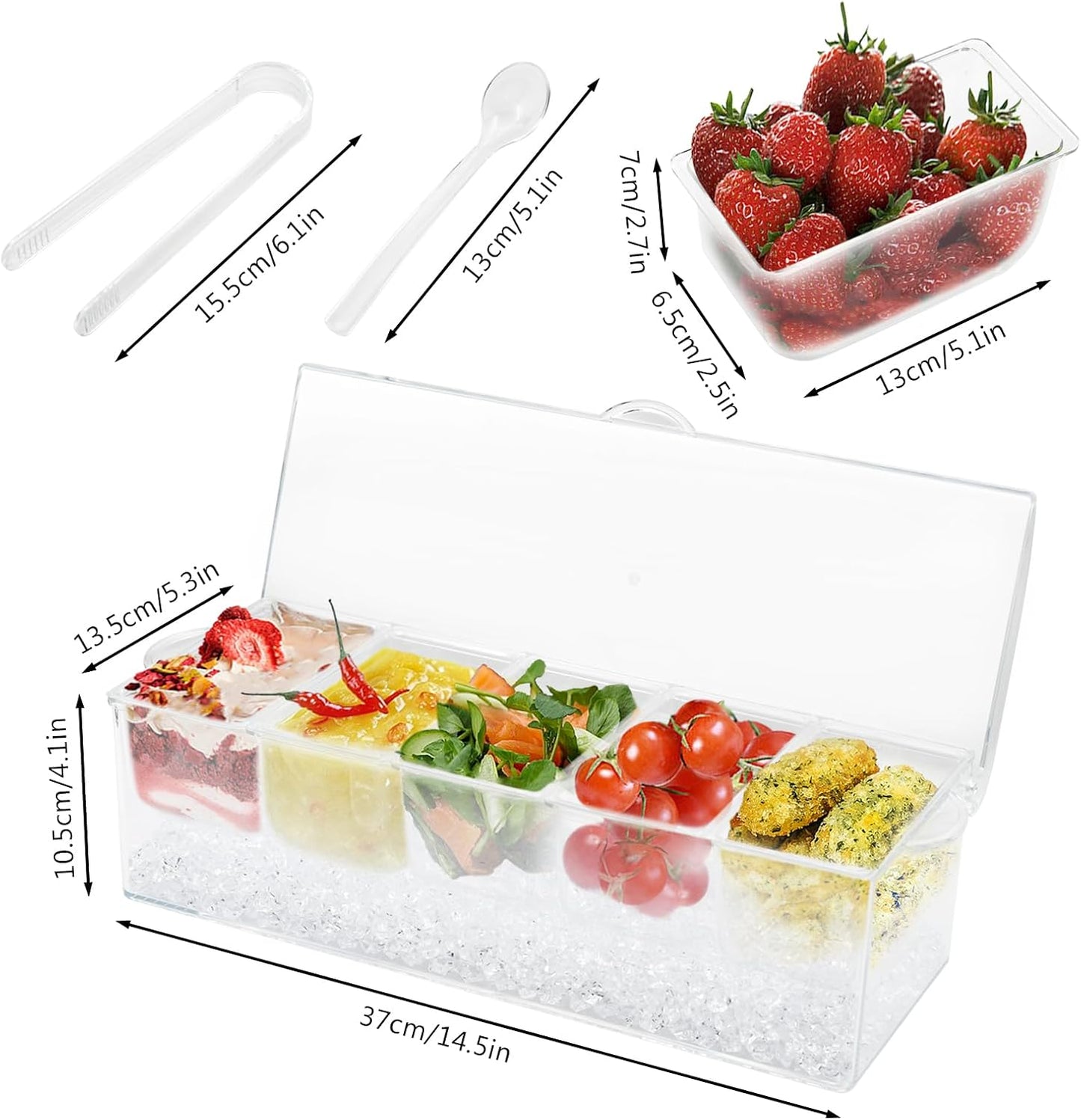 Condiment Tray, Garnish Tray for Bartenders, Fruit Tray for Bar & Bar Fruit Tray, Bar Caddy & Condiment Caddy, Garnish Serving Caddy for Home Bar, Parties & Bartending (4 Compartments)