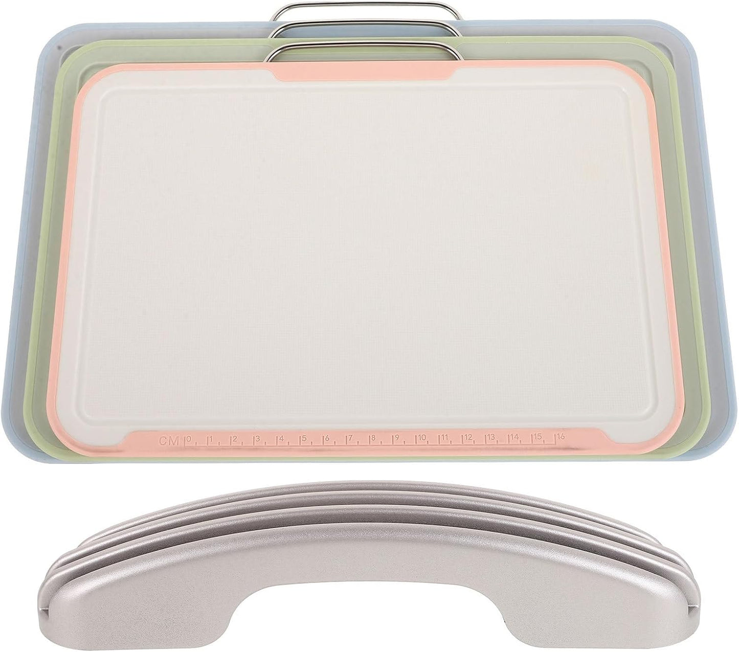 GARVALON Vegetable Cutting Mat and Non-slip Chopping Board Set with Rose Gold Base, Plastic Food Chopping Boards for Kitchen Countertop Organizer, Food Prep and Fruit Cutting