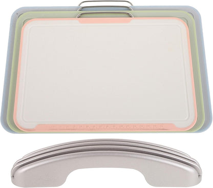 GARVALON Vegetable Cutting Mat and Non-slip Chopping Board Set with Rose Gold Base, Plastic Food Chopping Boards for Kitchen Countertop Organizer, Food Prep and Fruit Cutting