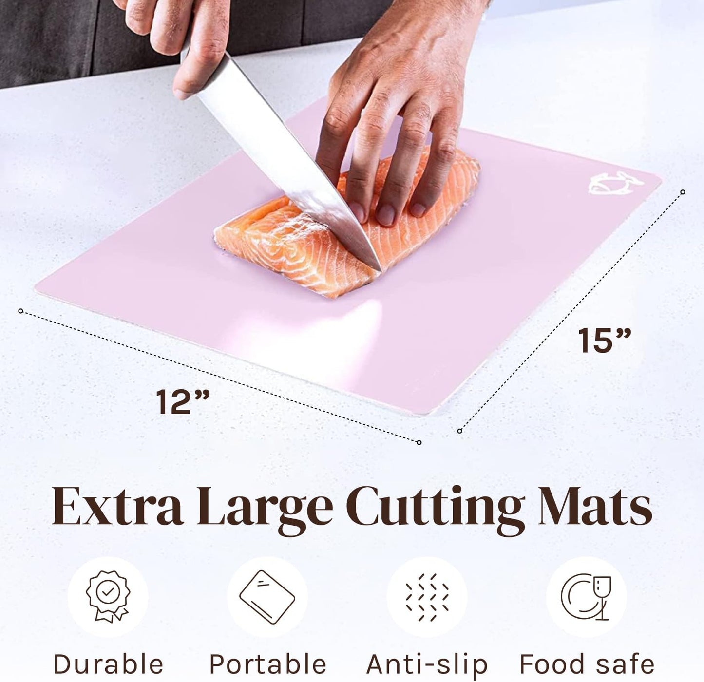 Cooler Kitchen 4 Piece Flexible Plastic Cutting Boards for Kitchen, BPA Free Plastic Cutting Mats For Kitchen - Extra Thick Chopping Mats - Mats Color Coded with Food Icons - Non Slip Dishwasher Safe