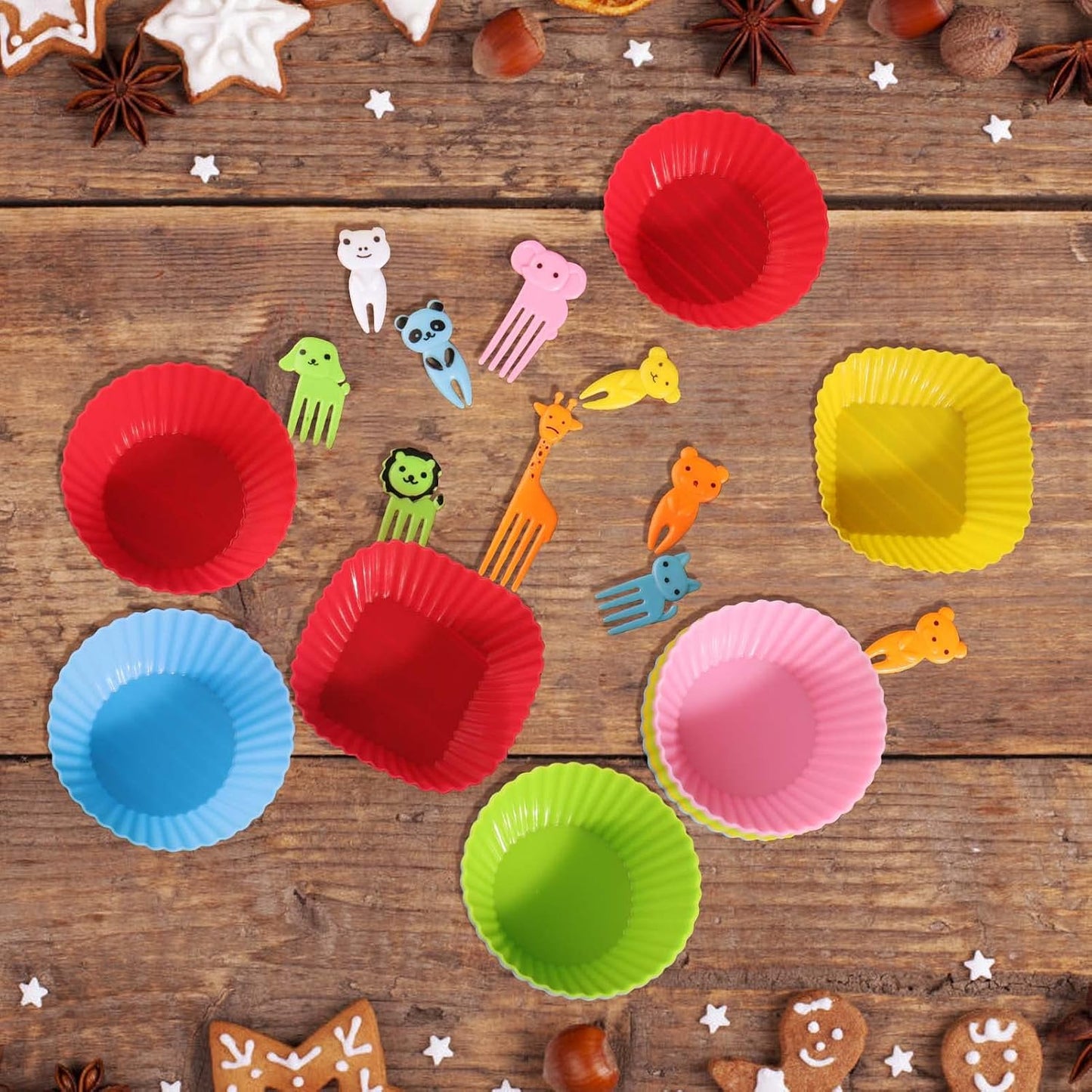 XANGNIER 40 Pcs Silicone Lunch Box Dividers,Reusable Lunch Bento Box Accessories for Kids,Lunchbox Supplies Accessories,Back to School Lunch Essentials,Silicone Cupcake Liners,Muffin Cups