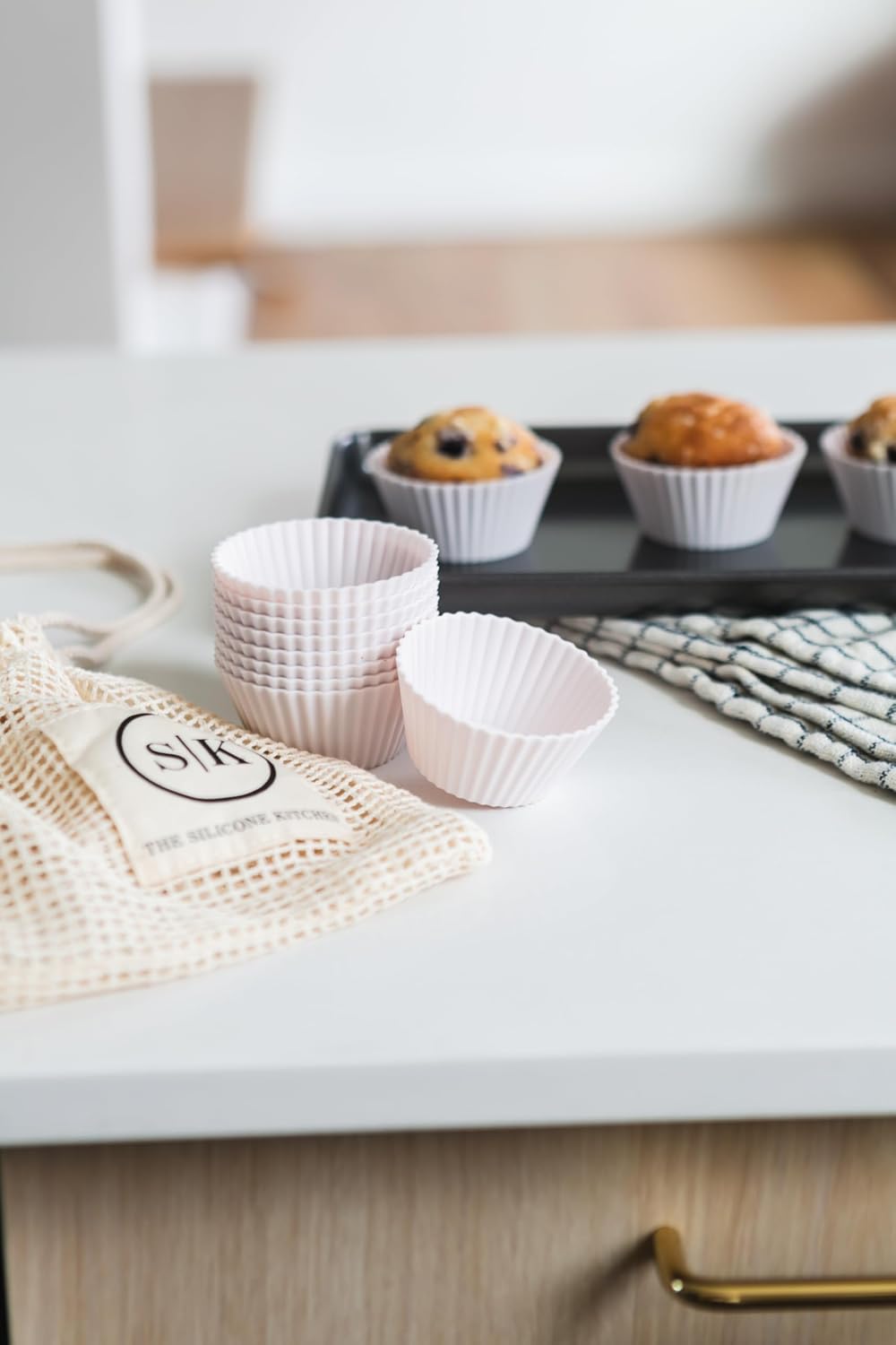 The Silicone Kitchen Silicone Individual Mini Loaf Pans - Reusable, Non-Toxic, BPA Free, Dishwasher Safe, Bento Box Accessories (12 Pack, White)