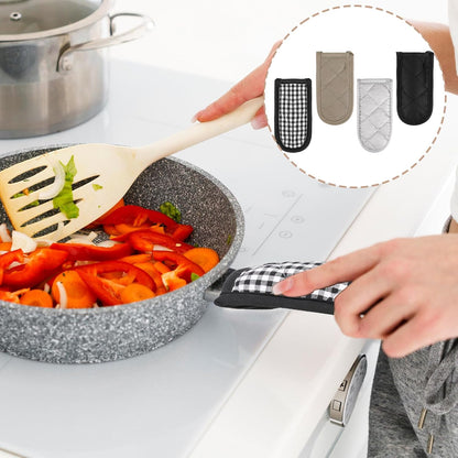 4 Pieces Hot Handle Covers Heat Resistant Pot Sleeve Grip Cotton Cast Iron Skillet Handle Covers Non-Slip Machine Washable Handle Mitts for Baking Cooking BBQ Kitchen Cookwares