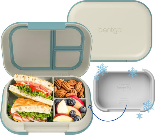 Bentgo Chill Max Leak-Proof XL Lunch Box - Included Ice Pack Keeps Food Cold; 5-Cup Capacity for Adults & Ages 8+, 3 or 4 Compartment Bento Box, BPA-Free, Dishwasher Safe (Bone & Glacier Blue)