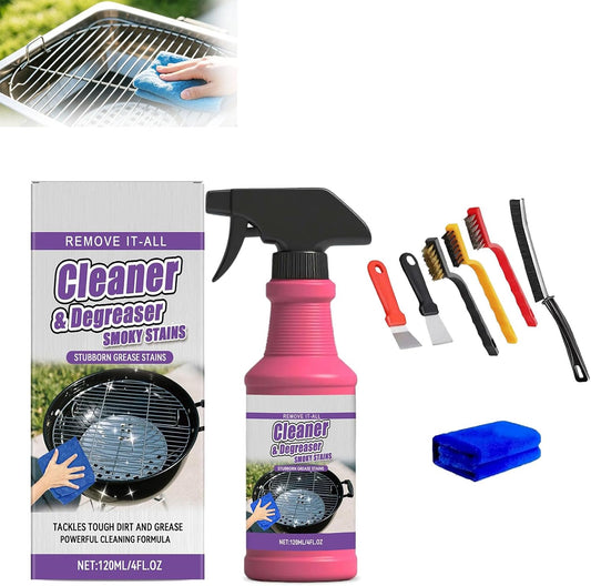Fast-Acting Heavy-Duty Grill Degreaser Spray, Grease & Burnt Residue Cleaner for BBQ Grates Oven Stovetop Range Hood, Easy-Clean Kitchen Cleaner for Indoor Outdoor Cooking Surfaces (1pc)