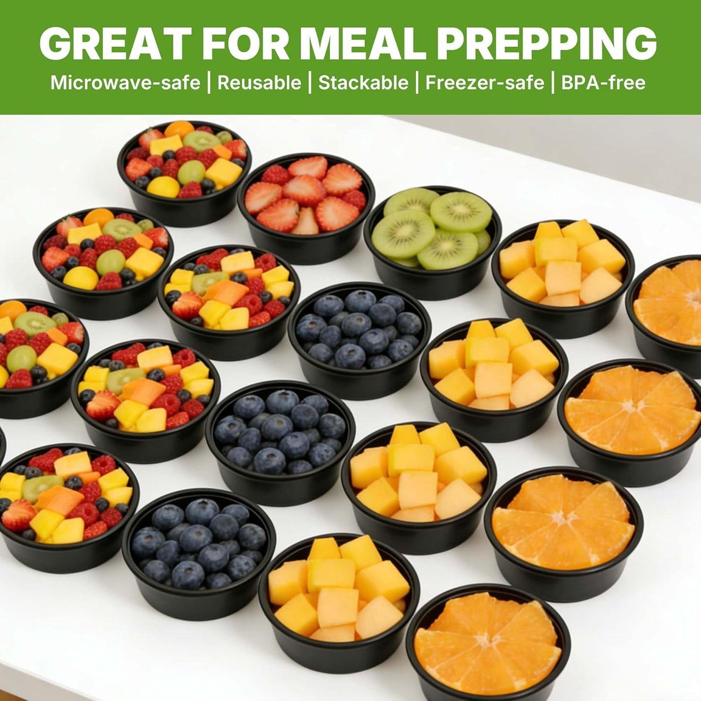 Uni-Pak 50 Pack (100-Piece) Meal Prep Containers with Lids, Reusable 3-Compartment 24 oz BPA-Free Food Storage, Sturdy Leakproof & Food Safe, Microwave Freezer Dishwasher Safe