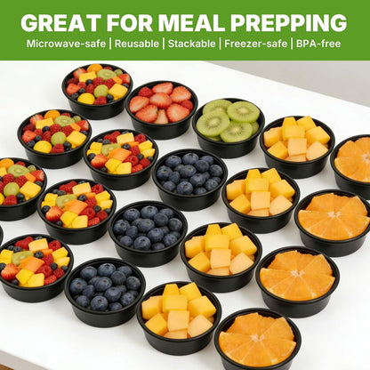 50 Pack (100-Piece) Meal Prep Containers with Lids, Reusable 2-Compartment Food Storage, Sturdy Leakproof, Food Safe, Microwave Freezer Dishwasher Safe, To-Go Takeout Plastic Containers – 60828