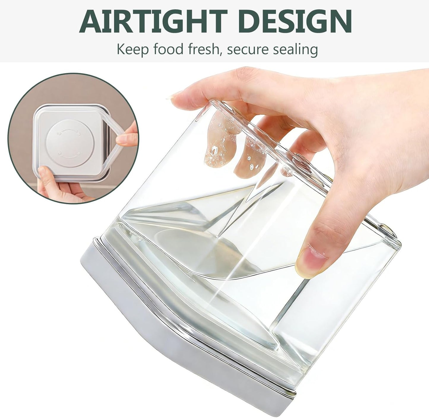 WRINGKIT Set of 4 Airtight Food Storage Containers, 0.58 Qt Small Cereal Snacks Container with Lids, Leak Proof Stackable Flour Sugar Canisters for Pantry, Spices, Candy, One Button Opening, 550ml