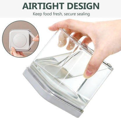 WRINGKIT Set of 4 Airtight Food Storage Containers, 0.58 Qt Small Cereal Snacks Container with Lids, Leak Proof Stackable Flour Sugar Canisters for Pantry, Spices, Candy, One Button Opening, 550ml