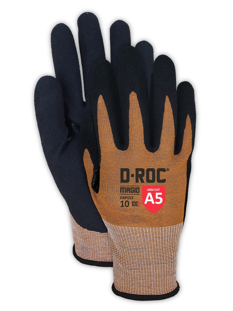 MAGID D-ROC ANSI A5 DX+ Technology VersaTek Grip Work Gloves, 1 Pair, Size 7/Small, DXPG53