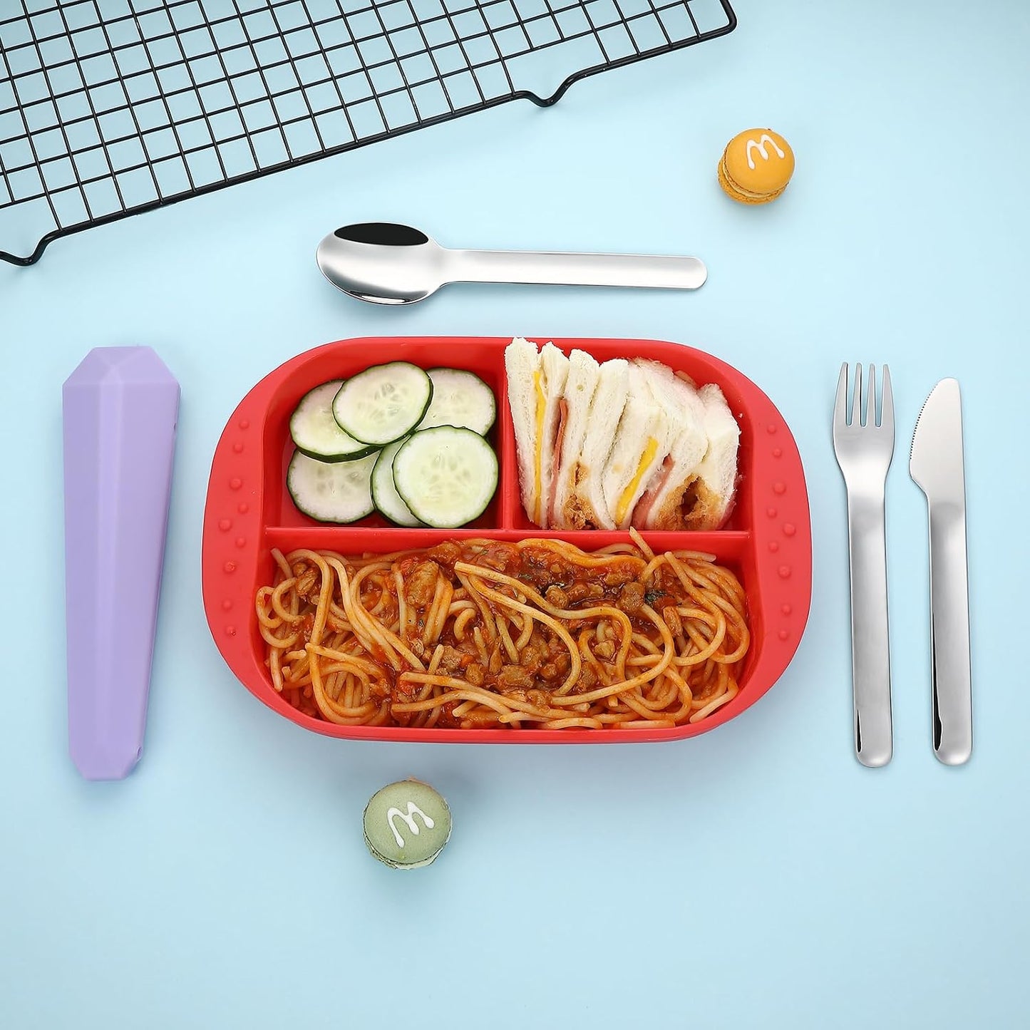 Utensils for Lunch Box Accessories, DEVICO Travel Silverware Set with Case, Camping Flatware Include 18/8 Stainless Steel Knife Fork and Spoon Set, Reusable Portable Cutlery Set for School (Teal)