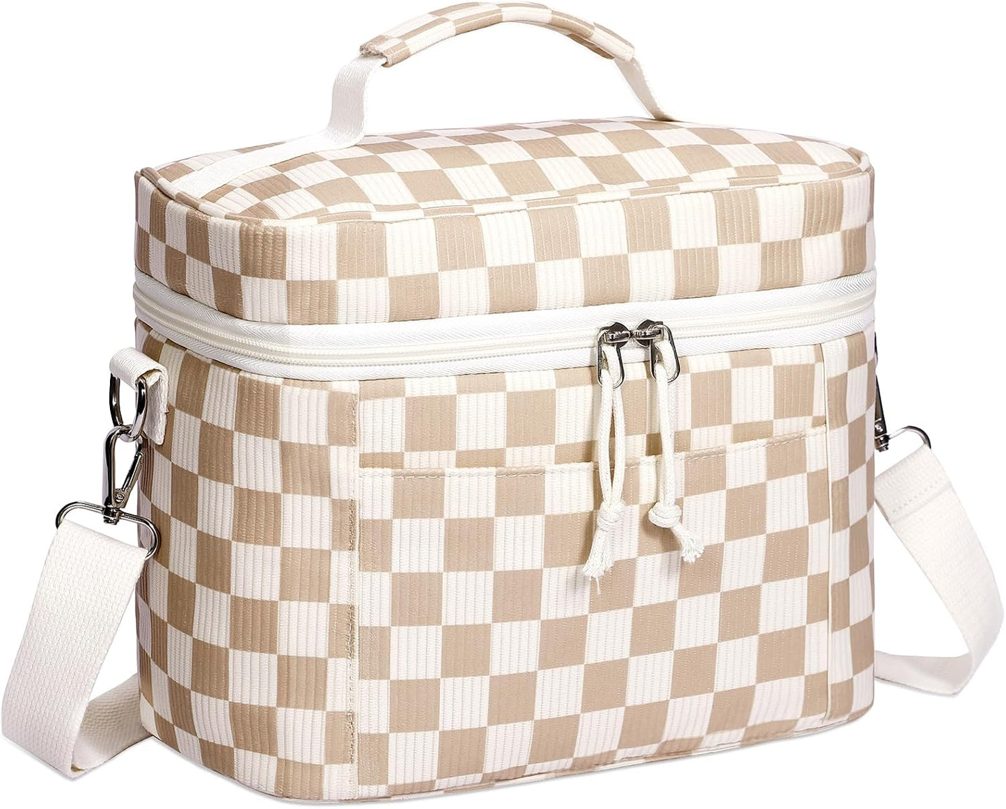 HowFly Lunch Bag Women Lunch Box for Women Cute Corduroy Insulated Lunch Bag Adult Large Cooler Lunch Tote Bags for Work Picnic Beach, Blue