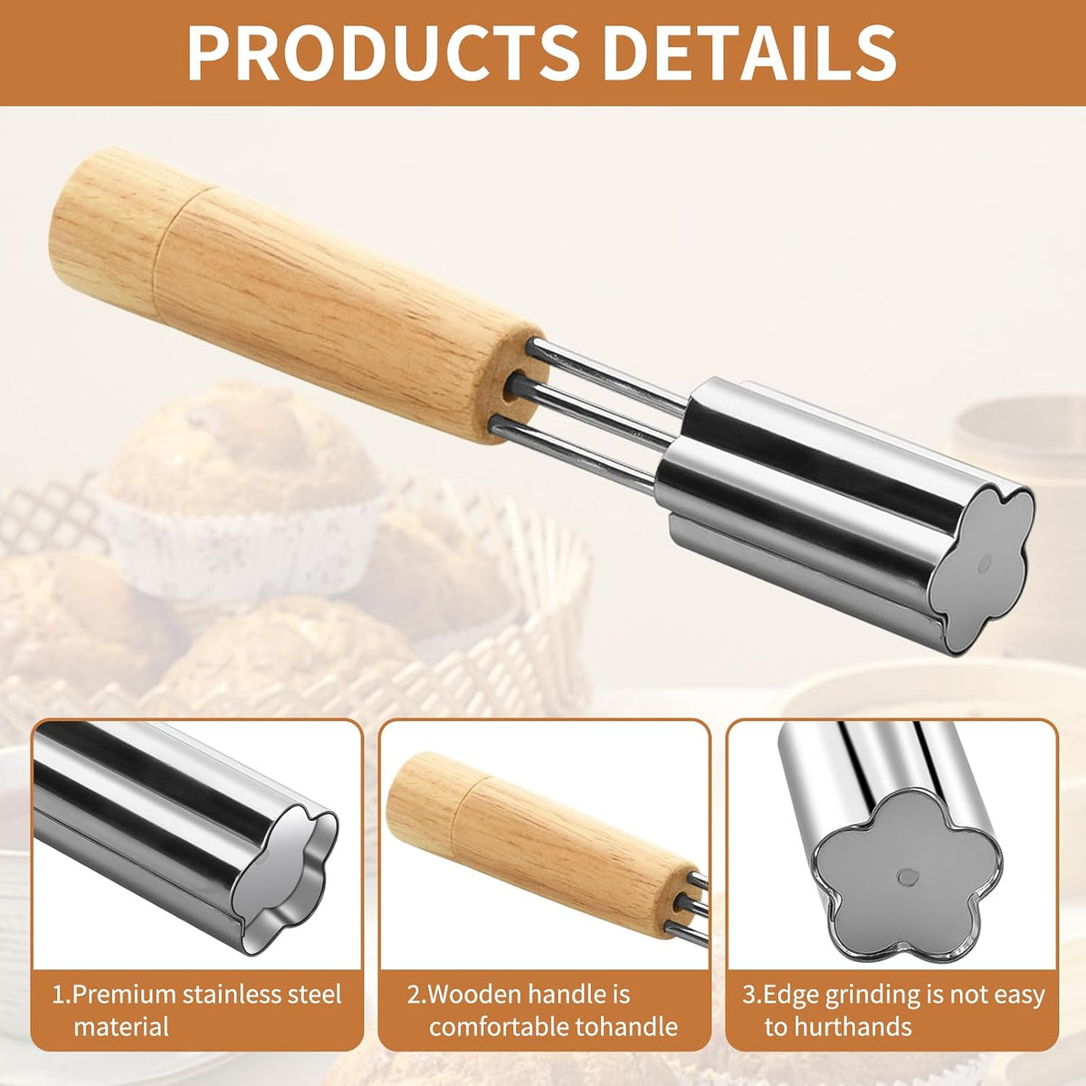 Cupcake Corer, 1 Pc Plunger Cutter Pastry Corer, Digging Holes Tools Muffin Cake Filling Tool Mini Cupcake Hole Punch for DIY Baking Filling and Decorating, (Flower)