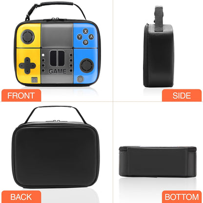 Kids Gamer Lunch Box for Boys, Game Console Insulated Lunch Bag, PU Leather Waterproof Lunchbox with Mesh Pocket, Durable Leakproof Lunch Tote Fits Bento Box for School