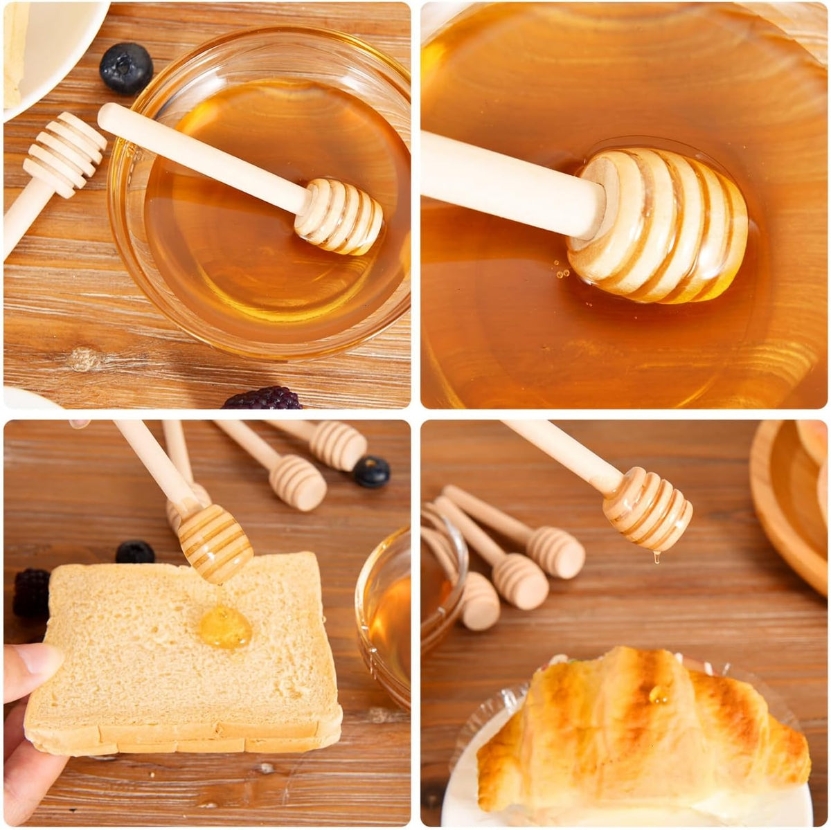 Wooden Honey Dipper Sticks, 3 Inch Honey Sticks Mini Honeycomb Sticks, Mini Honey Dipper Honey Stirrers for Honey Jar Dispense Drizzle Honey and Wedding Party Favors Gift