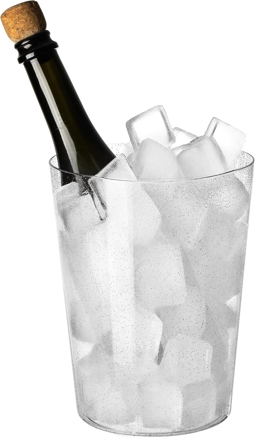 Tiawudi 12 Pack Plastic Ice Bucket For Parties, Silver Glitter Clear Wine Cooler for Wedding, Good as One Large Champagne Chiller Or Classic Wine Bottle Chiller