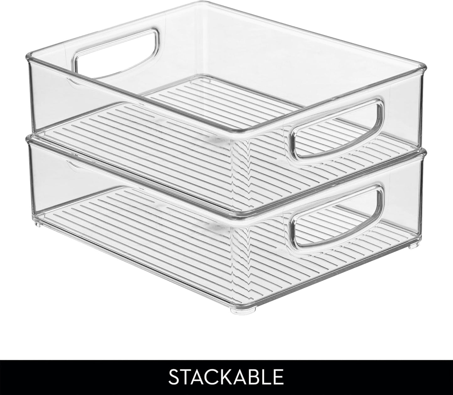 iDesign Stackable Pantry Bins with Handles, 4 Small and 4 Medium Bins, 8 Pack, Clear, Made in USA