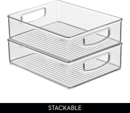 iDesign Stackable Pantry Bins with Handles, 4 Small and 4 Medium Bins, 8 Pack, Clear, Made in USA