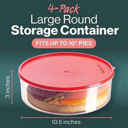 2 Pack Pie Carrier Cake Storage Container with Lid | 10.5" Large Round Plastic Cupcake Cheesecake Muffin Flan Cookie Tortilla Holder Storage Containers Airtight | Pie Keeper Transport Container