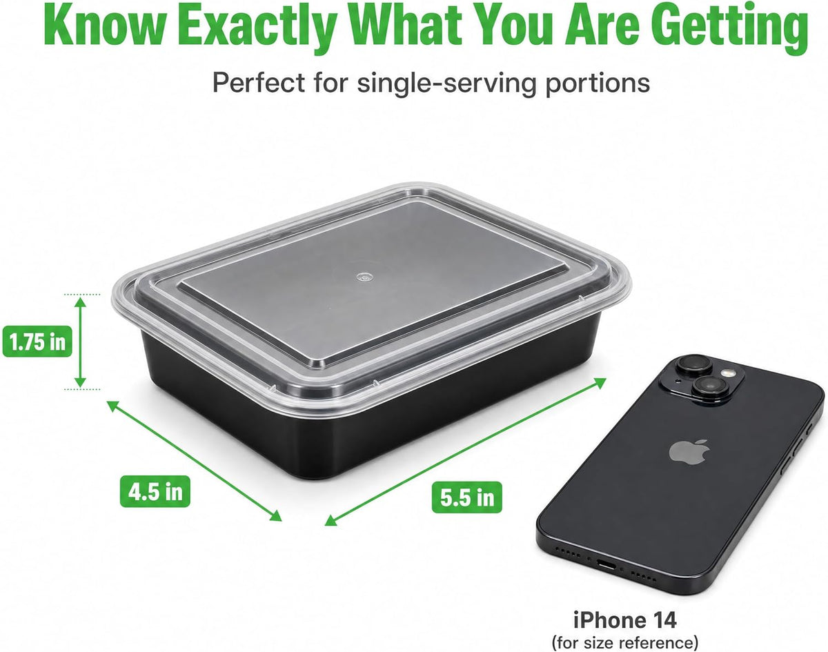Green Direct Lunch Box Sets/Large Food Container with Lid / 2 Compartment Bento Box, Microwaveable, Freezer & Dishwasher Safe, Leak Proof, 10 Pack