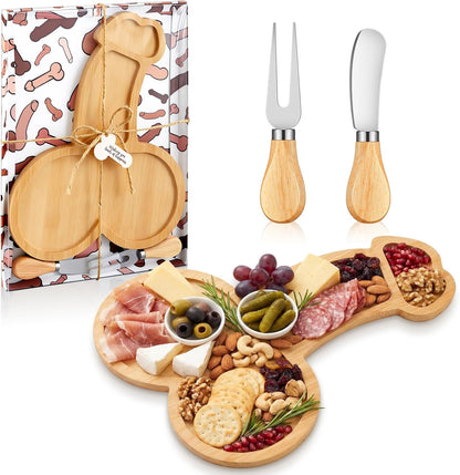 Patelai 24 Set Bridal Baby Shower Favor Heart Cheese Board with Knife, Wood Mini Charcuterie Board Thank You Gift Box for Guest Bridal Baby Shower Prize Wedding Valentines Birthday (Bamboo Color)