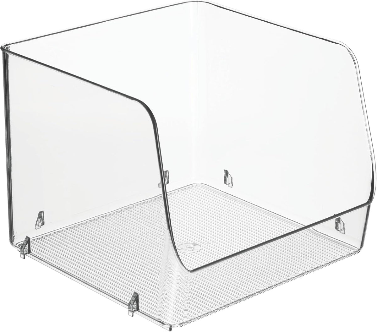iDesign Stackable Clear Open Front Storage Bin, 4-Pack | Easy Access Organizer, For Kitchen, Pantry or Cabinet
