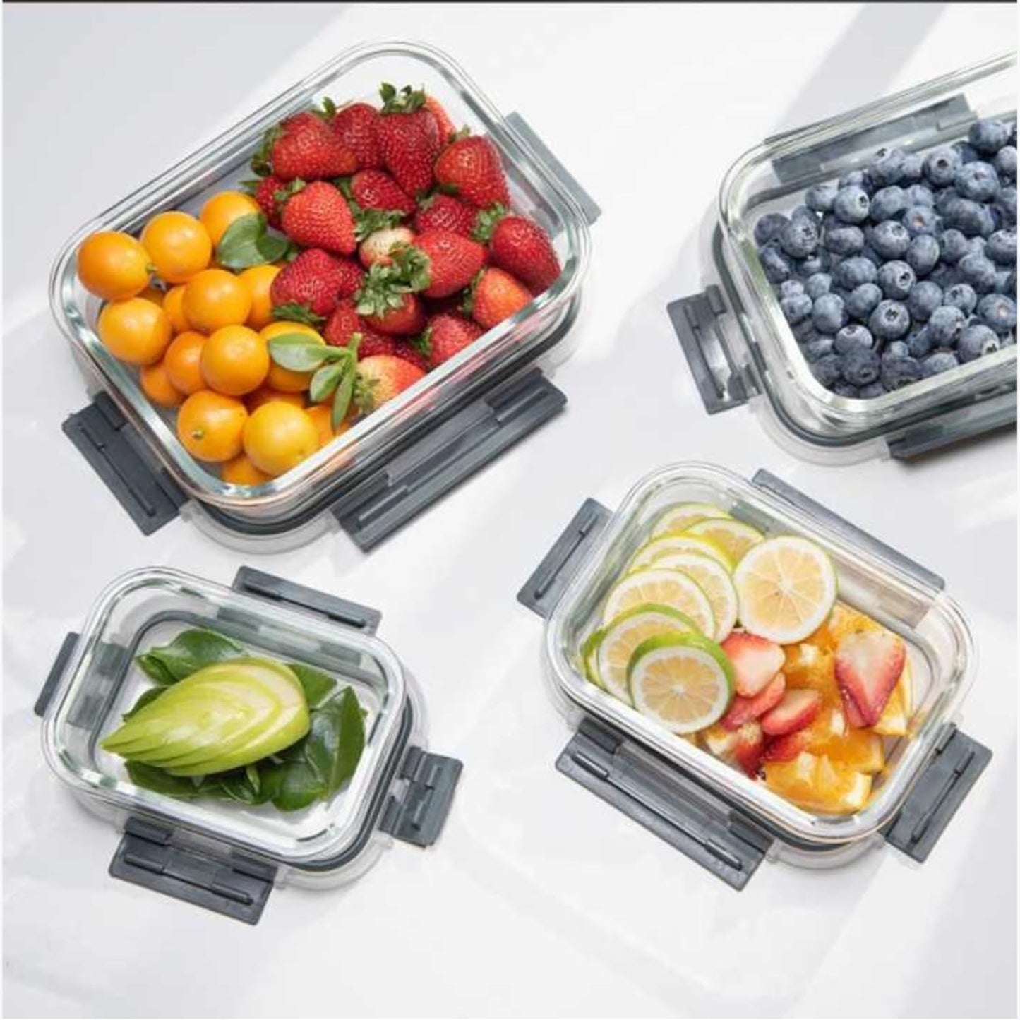 ECOBERI Glass Meal Prep Containers with Silicone Sleeves, 3 Piece 4.5 Cup Set, Borosilicate Glass Food Storage with Leak-Resistant Lids, Oven, Microwave, Freezer and Dishwasher Safe