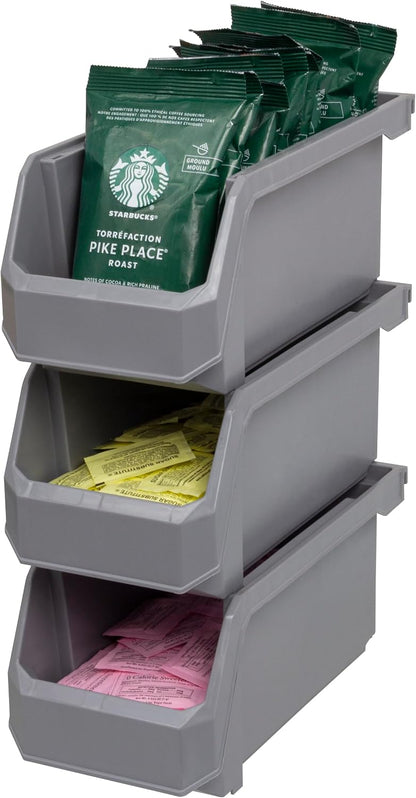 ReadySpace Medium Plastic Storage Bins, Stackable Organizer Containers for Closet Pantry Shelf Garage and Office Organization, Clear, 8 Pack