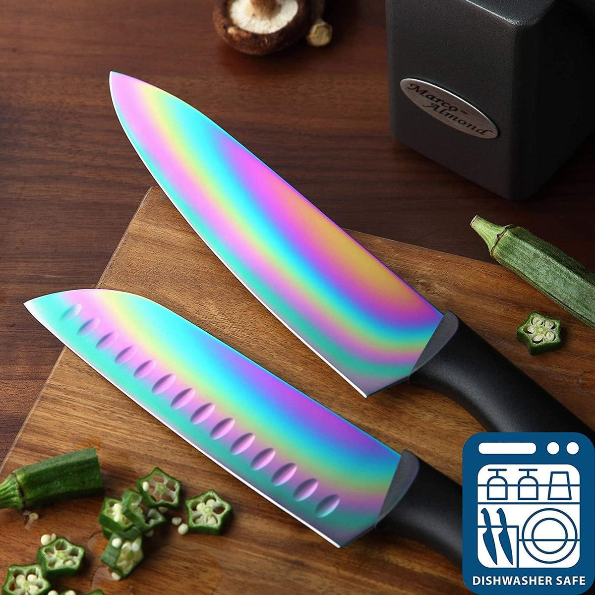 Marco Almond Kitchen Knife Set Chef Knife Set Black