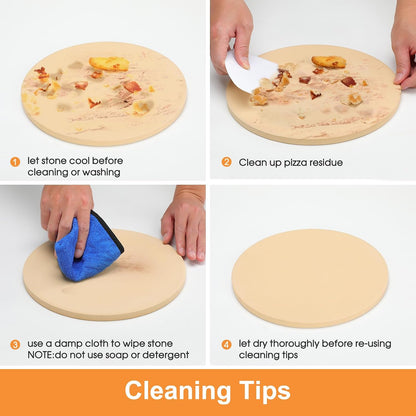 Small 10x10 Inch Cordierite Pizza Stone for RV Camper Oven & Grill, Square Baking Stone for Pizza, Bread, Pies, BBQ, Durable and Safe, with Plastic Scraper