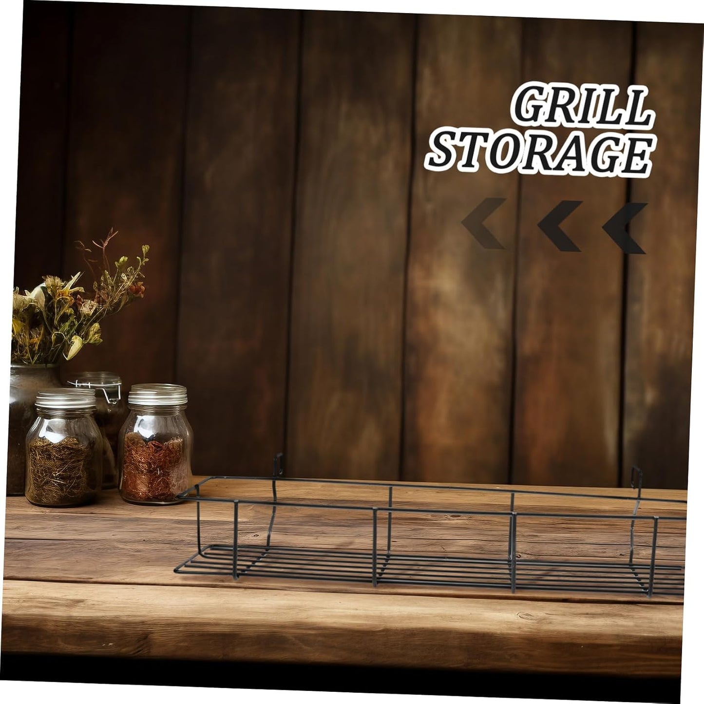 MERRYHAPY Grill Basket Sturdy Storage for Bbq Tools Kitchen Hanging Condiment Bottle Holder Metal Organizing Basket Random Color