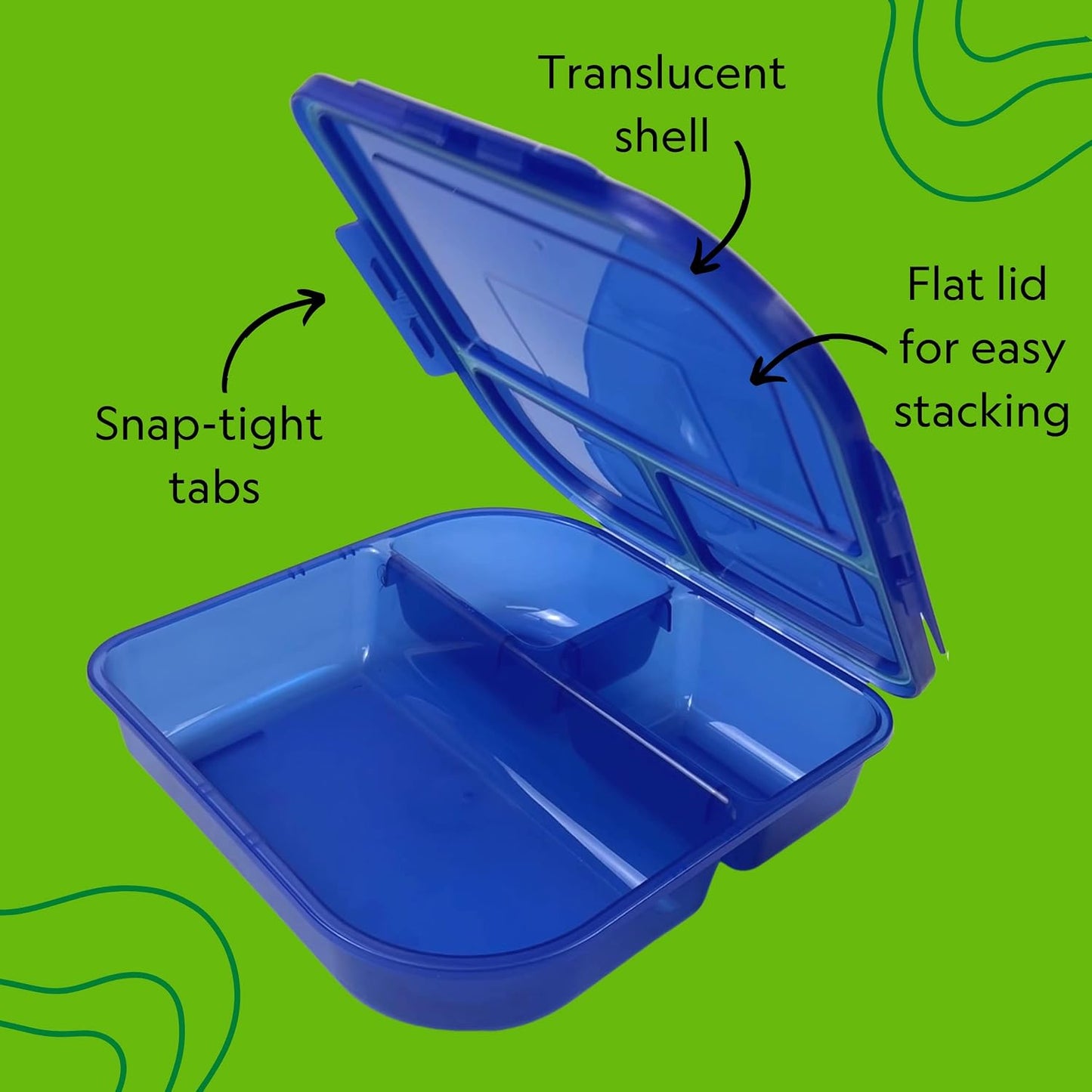 Large To-Go 3-Compartment Food Container, 9-3/8" X 9-3/8" X 2-1/2", Reusable, Microwave Safe, Smoke/Red