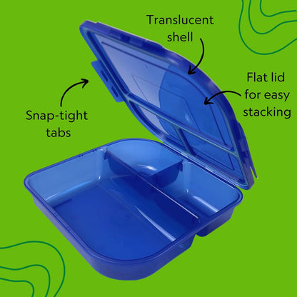 Large To-Go 3-Compartment Food Container, 9-3/8" X 9-3/8" X 2-1/2", Reusable, Microwave Safe, Smoke/Red