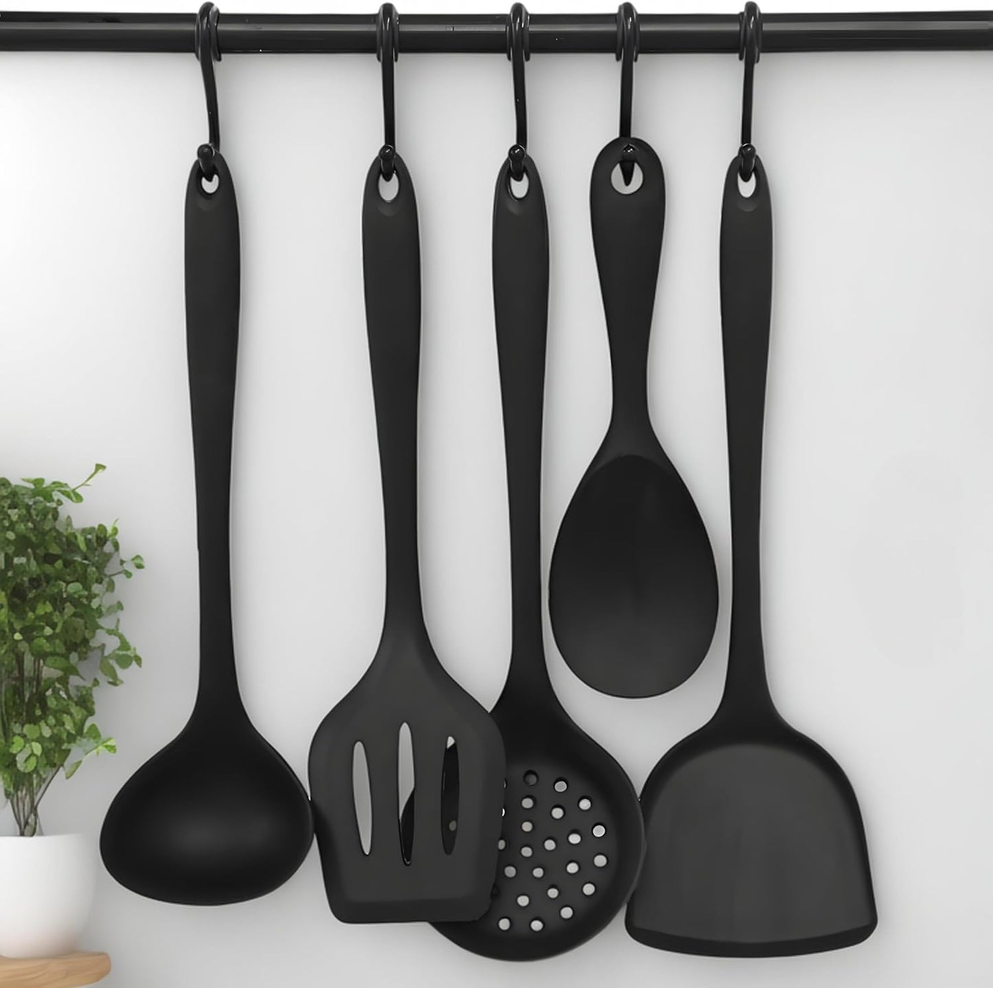Silicone Cooking Utensil Set - 5 Piece, Black