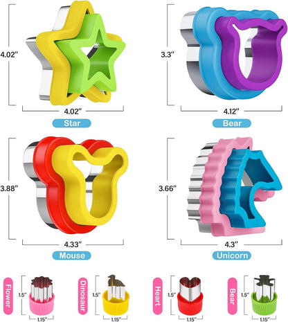 32PCS Sandwich Cutter and Sealer Set Sandwich Cutter for Kids, Vegetable Fruit Cutter Shapes with Food Picks for Kids School Lunch Bento Box Accessories Cookie Cutters