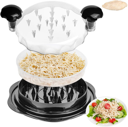 Upgrade Chicken Shredder, Chicken Breast Shredding Tool Twist Large, Meat Twister with Separate Plate, Non-Slip Bottom, Ergonomic Handle, Suitable for all kinds of Cooked Meat and Salad, Black