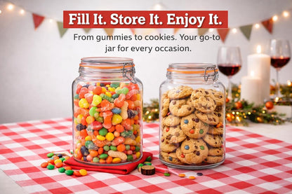 1 Gallon Glass Jars, Wide Mouth Airtight Lids, Food Storage 2 Pack