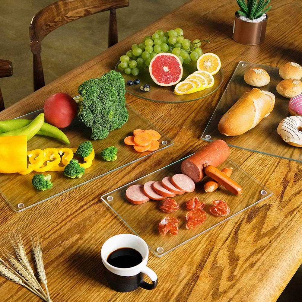 Murrey Home Glass Cutting Board Set for Kitchen Counter, Tempered Glass Chopping Boards Dishwasher Safe, Small Clear Countertop Tray, 16"x12"x2PC